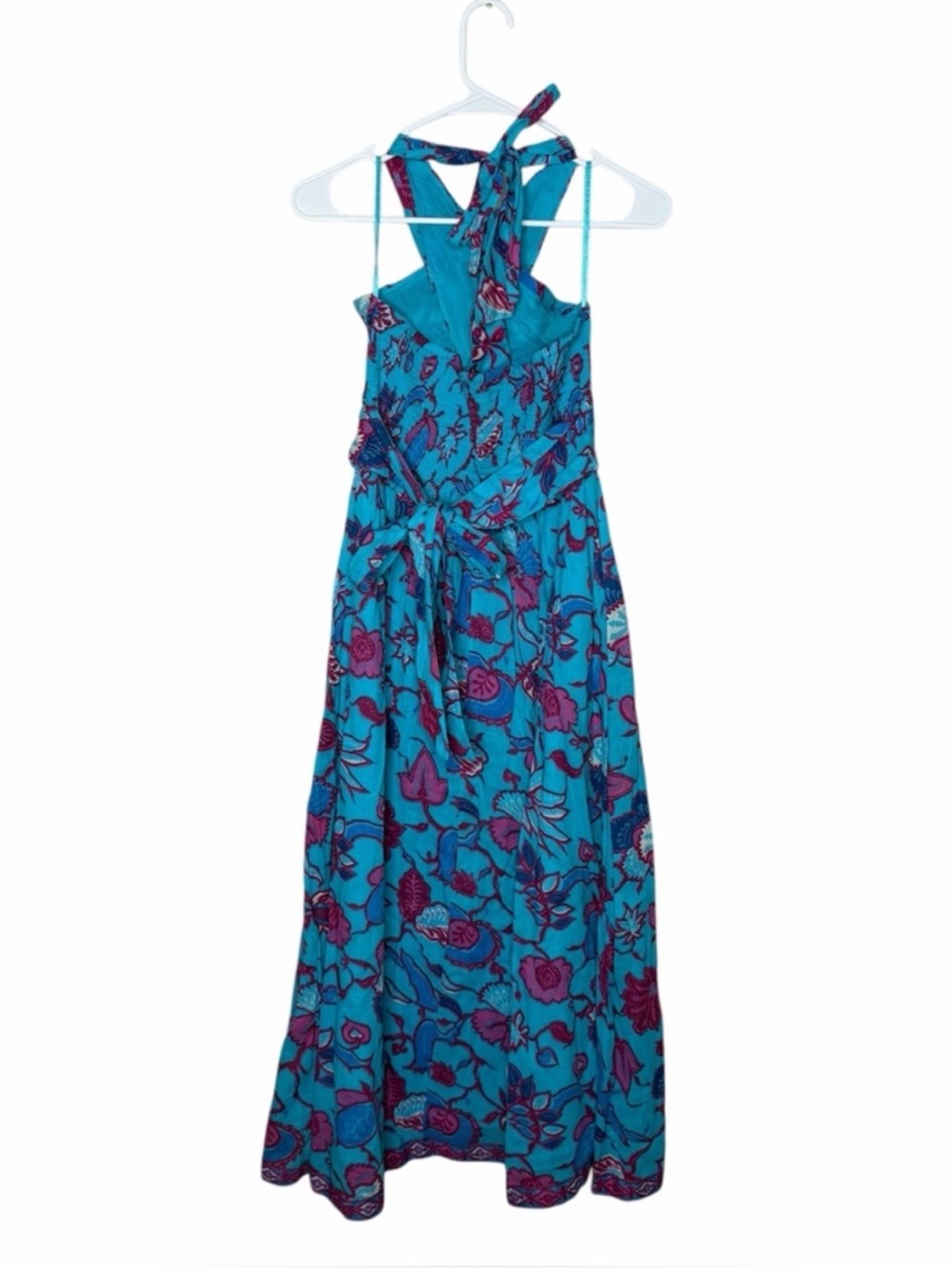 Caroline Constas New York Criss Cross Halter Dress Blue Floral NWT - Picture 3 of 5
